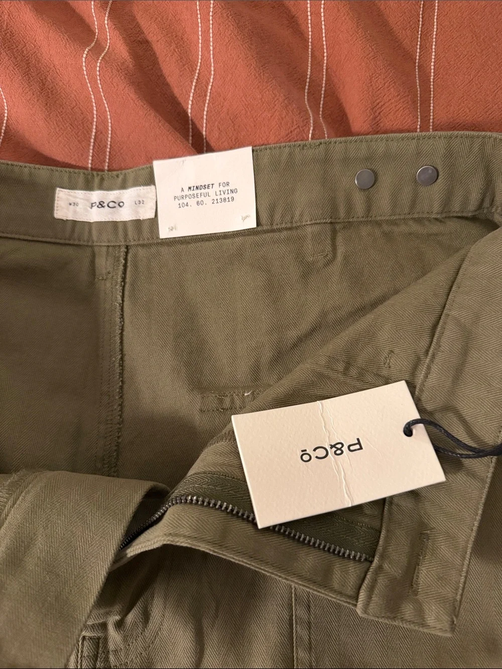 P&Co Service Fatigue High-Rise Pants in Olive Green Size 30 - Picture 9 of 9